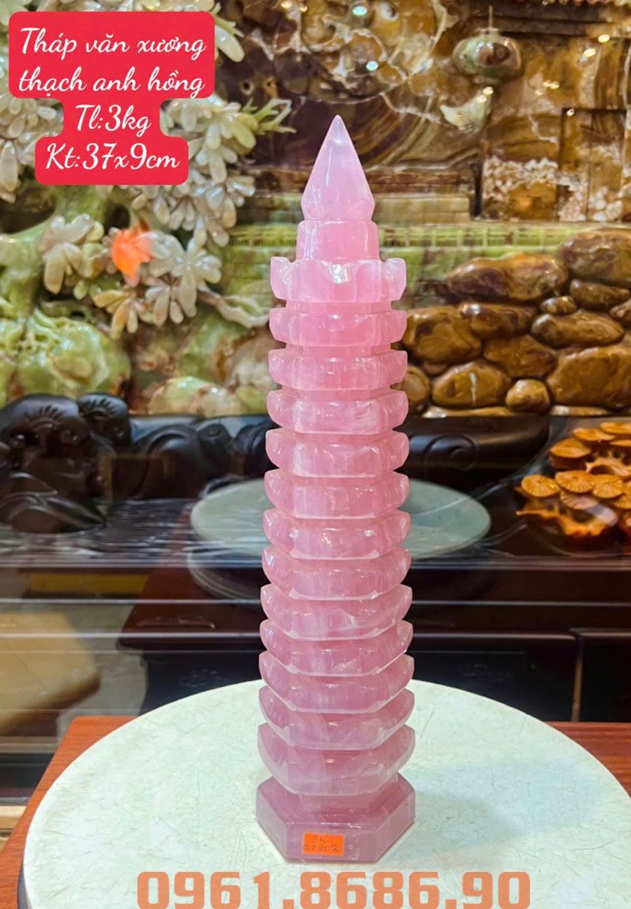 Tháp văn xương 13 tầng thạch anh hồng 3kg