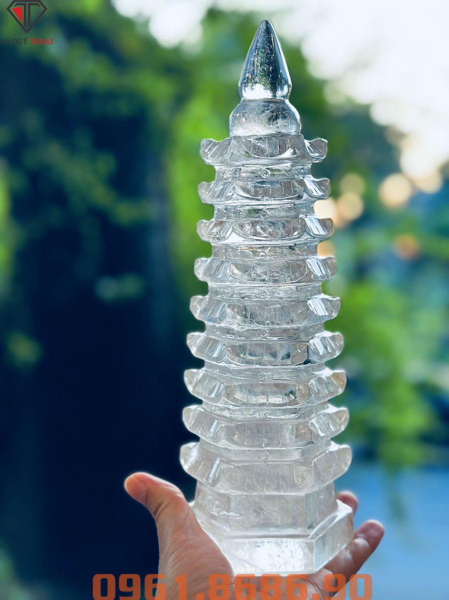 Tháp văn xương 9 tầng thạch anh trắng 3.8kg