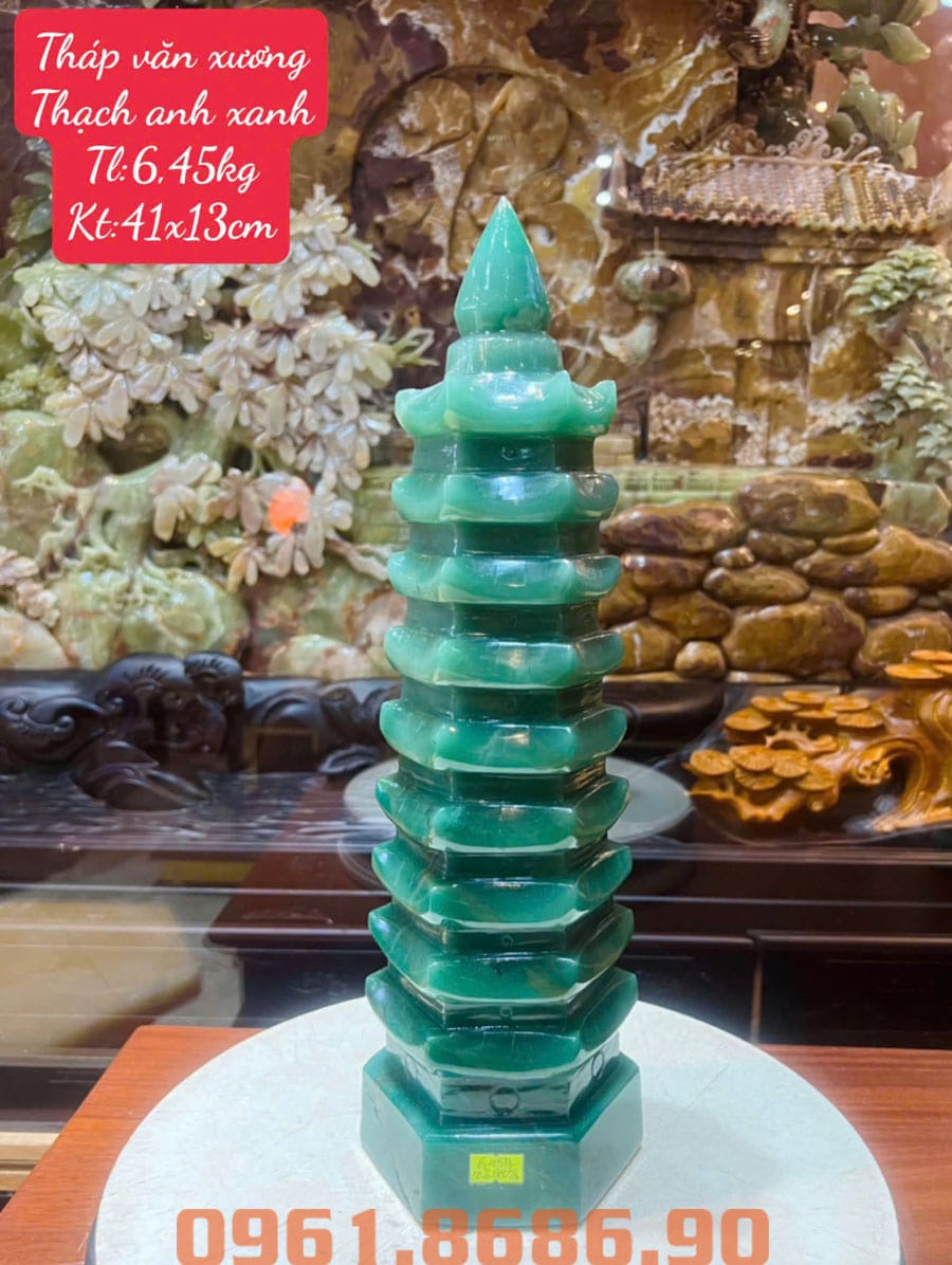Tháp văn xương 9 tầng thạch anh xanh 6.45kg